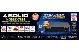SOLID HDS2X-7299 HEVC 8-Bit H.265 Free-To-Air Set-Top Box with Free Wi-Fi Dongle